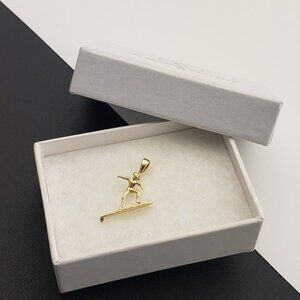 Surfer on Surfboard Charm Pendant 14k Yellow Gold Surf & Beach Inspired Jewelry